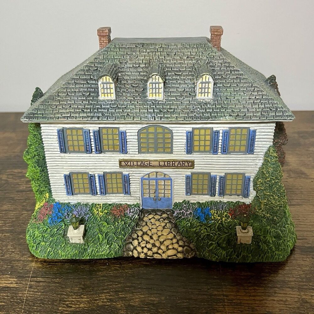 Vintage Thomas Kinkade Hawthorne Village Library 2002 Lamplight Village